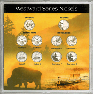 Western Series 2004-2005 U.S. Nickels frosty case, 10-hole