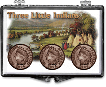 Indian Head Cents snaplock display case for three coins.