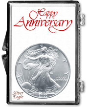 Anniversary gift snaplock coin display case for American Silver Eagle.