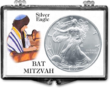 Bat Mitzvah snaplock gift display case for American Silver Eagle.