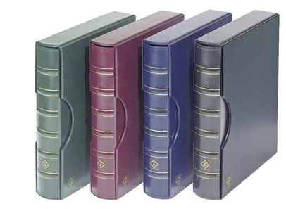 Grande 3-ring classic binders with slipcases, 4 colors.