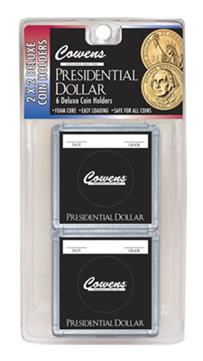 H.E. Harris black snaplock case for U.S. Presidential dollar coins.