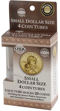 Small Dollar Coin clear storage tubes.