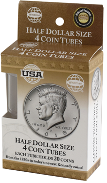 Half Dollar coin storage tubes, pck of 4