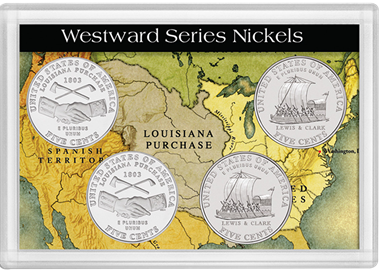 Westward Series 2004 U.S. Nickels frosty case, 4-hole.