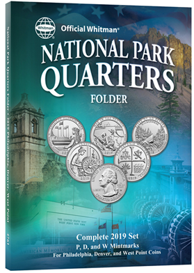 National Park quarter collector folder for 2019, included West Point mint quarters.
