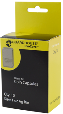 Guardhouse Direct-Fit capsules for 1-oz silver bars.