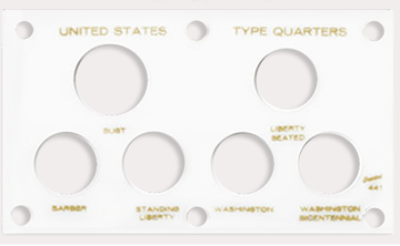 US Type Set Quarters coin holder in white.