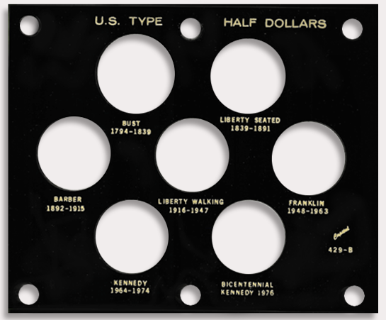 U.S. Half Dollar Type Set coin holder in black
