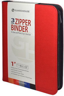 Zipper binder for coin storage, red.