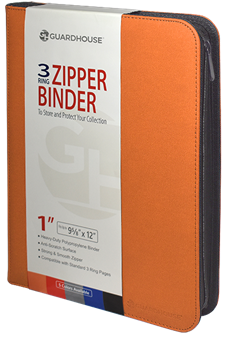 Zipper binder for coin storage, orange.