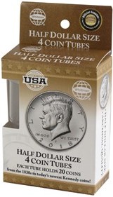 Half Dollar-size clear coin tubes