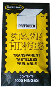 Stamp hinges, pre-folded, transparent, and tasteless.