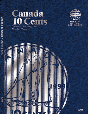 Canadian dime coin collecting folder 3, 1990-2012.