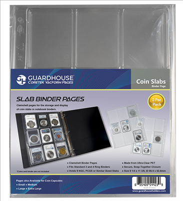 Certified coin slab pages for binders
