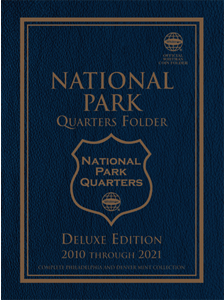Deluxe National Park Quarters coin collecting folder in Classic Blue.