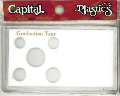 Graduation year gift stand-up photo and coin holder, white