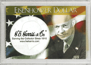 Eisenhower U.S. Dollar Coin frosty case for single coin.