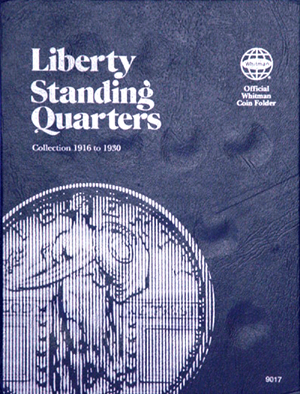 Liberty Standing Quarters coin collecting folder, blue.