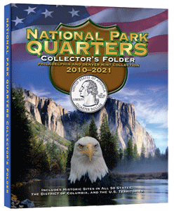 National Park quarters 4-panel cushioned collector's folder.