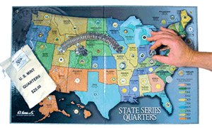 H.E. Harris state series quarter coin collector's map