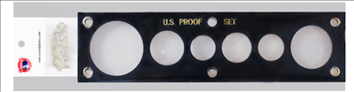 US proof set holder with Ike dollar slot.