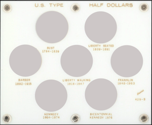 U.S. Half Dollar Type Set coin holder in white